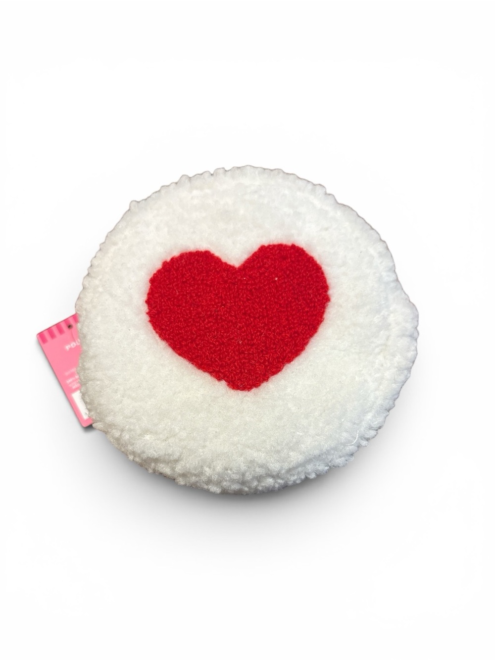 Plush Round Heart Cushion - White with Red Heart NWT
